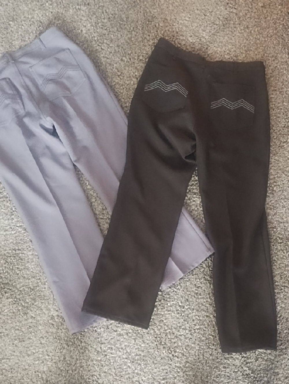 # 2142 Two Pair Mens Straight-Leg Pants in Light Gray and Dark Brown